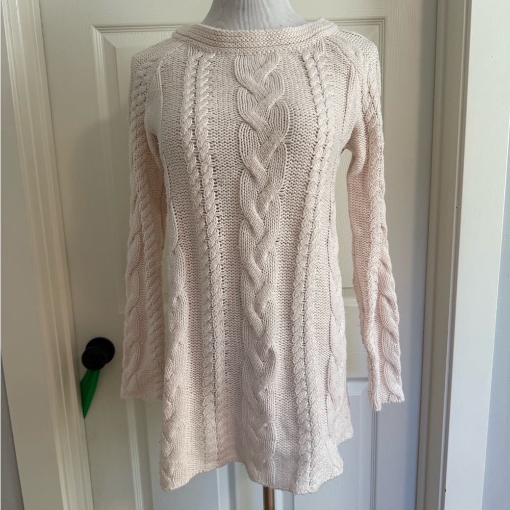 Lemon Light Pink/Cream Cable Knit Sweater